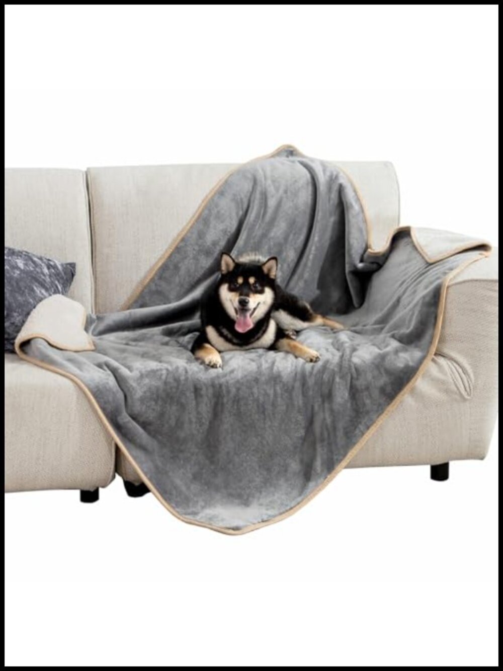 Waterproof Dog Blanket Sherpa Fleece Throw Reversible Pet Bed Cover